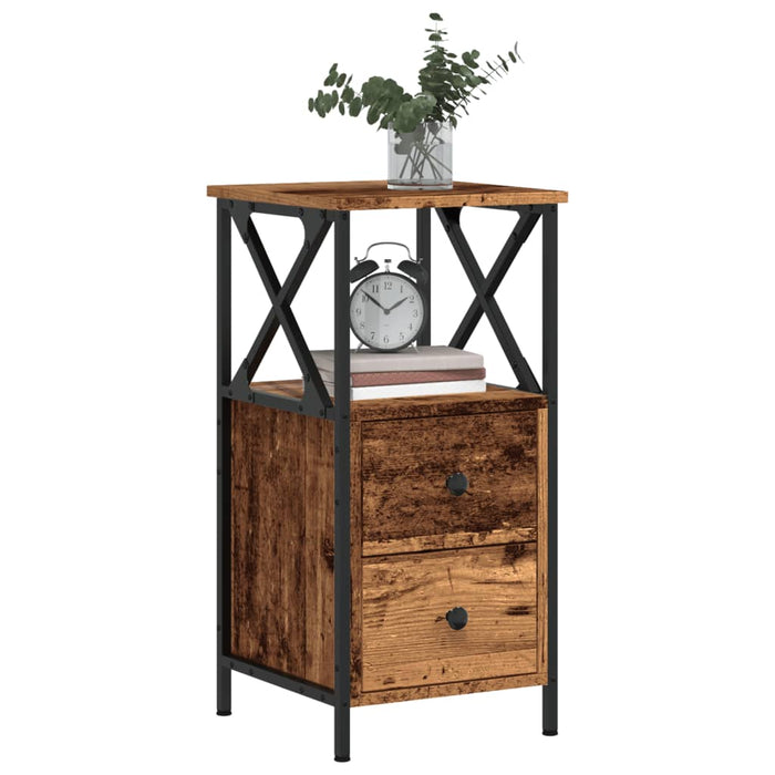 vidaXL Bedside Cabinet Old Wood 34x35.5x70 cm Engineered Wood