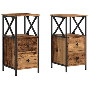 vidaXL Bedside Cabinets 2 pcs Old Wood 34x35.5x70 cm Engineered Wood