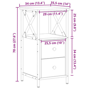 vidaXL Bedside Cabinets 2 pcs Old Wood 34x35.5x70 cm Engineered Wood