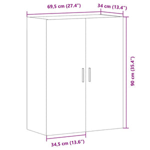 vidaXL Wall Mounted Cabinet Artisan Oak 69.5x34x90 cm