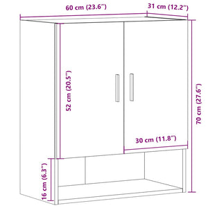 vidaXL Wall Cabinet Artisan Oak 60x31x70 cm Engineered Wood