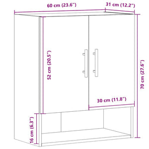 vidaXL Wall Cabinet Artisan oak 60x31x70 cm Engineered Wood