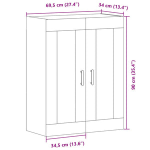 vidaXL Wall Mounted Cabinet Old Wood 69.5x34x90 cm Engineered Wood