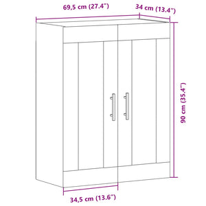 vidaXL Wall Mounted Cabinet Old Wood 69.5x34x90 cm Engineered Wood