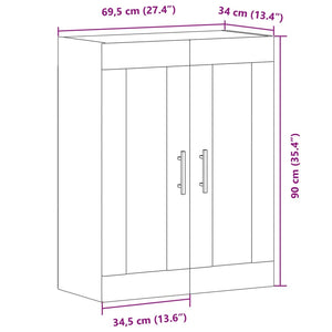 vidaXL Wall Mounted Cabinet Artisian Oak 69.5x34x90 cm Engineered Wood