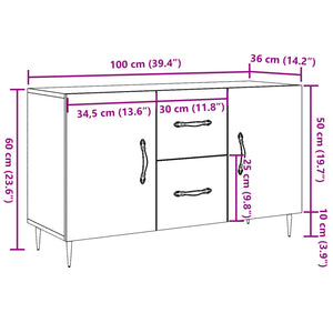 vidaXL Sideboard Old Wood 100x36x60 cm Engineered Wood