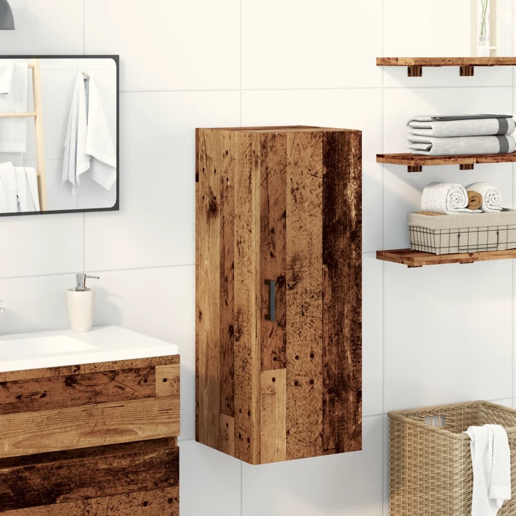 vidaXL Wall Mounted Cabinet Old Wood 34.5x34x90 cm Engineered Wood