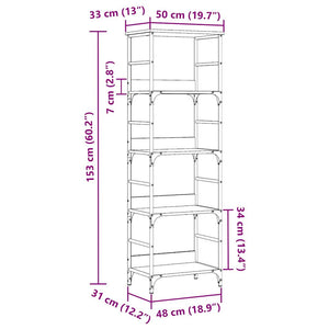 vidaXL Bookshelf Artisan Oak 50x33x153 cm Engineered Wood