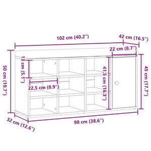 vidaXL Shoe Bench Old Wood 102x32x50 cm Engineered Wood