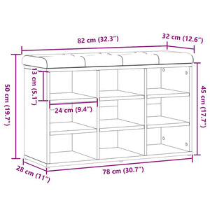 vidaXL Shoe Bench Old Wood 82x32x50 cm Engineered Wood