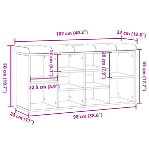 vidaXL Shoe Bench Old Wood 102x32x50 cm Engineered Wood