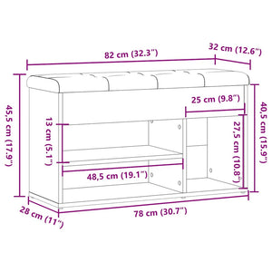 vidaXL Shoe Bench Old Wood 82x32x45.5 cm Engineered Wood