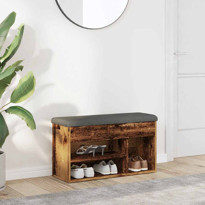 vidaXL Shoe Bench Old Wood 82x32x45.5 cm Engineered Wood