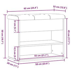 vidaXL Shoe Bench Old Wood 62x32x50 cm Engineered Wood