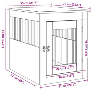 vidaXL Dog Crate Furniture Artisan Oak 55x75x65 cm Engineered Wood