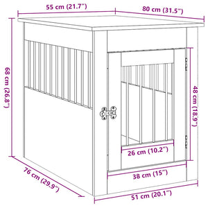 vidaXL Dog Crate Furniture Concrete Grey 55x80x68 cm Engineered Wood