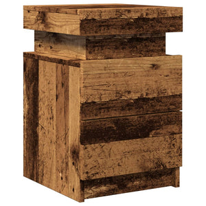 vidaXL Bedside Cabinet with LED Old Wood 35x39x55 cm Engineered Wood