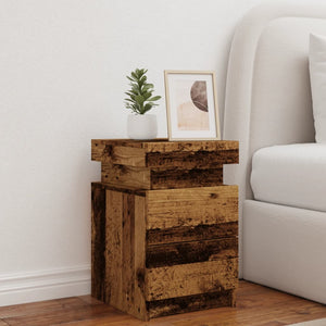 vidaXL Bedside Cabinet with LED Old Wood 35x39x55 cm Engineered Wood