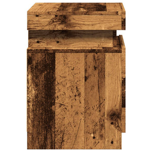 vidaXL Bedside Cabinet with LED Old Wood 35x39x55 cm Engineered Wood