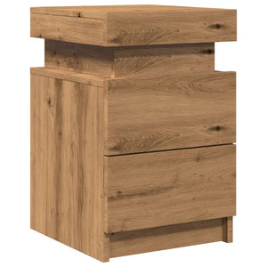 vidaXL Bedside Cabinet with LED Artisian Oak 35x39x55 cm Engineered Wood