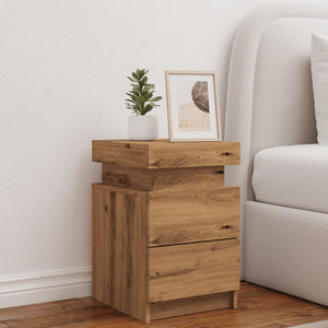 vidaXL Bedside Cabinet with LED Artisian Oak 35x39x55 cm Engineered Wood