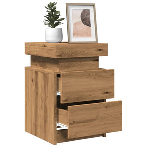 vidaXL Bedside Cabinet with LED Artisian Oak 35x39x55 cm Engineered Wood