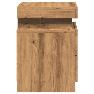 vidaXL Bedside Cabinet with LED Artisian Oak 35x39x55 cm Engineered Wood