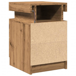 vidaXL Bedside Cabinet with LED Artisian Oak 35x39x55 cm Engineered Wood