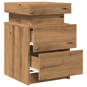 vidaXL Bedside Cabinet with LED Artisian Oak 35x39x55 cm Engineered Wood