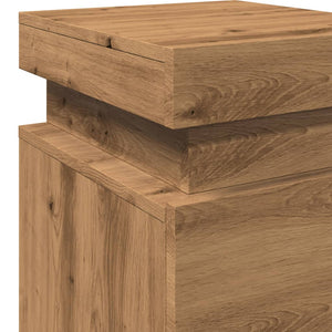 vidaXL Bedside Cabinet with LED Artisian Oak 35x39x55 cm Engineered Wood