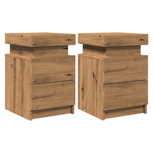 vidaXL Bedside Cabinets with LED 2 pcs Artisian Oak 35x39x55 cm Engineered Wood