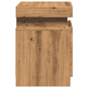 vidaXL Bedside Cabinets with LED 2 pcs Artisian Oak 35x39x55 cm Engineered Wood