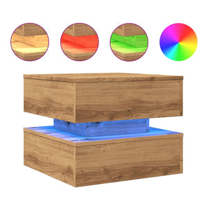 vidaXL Coffee Table with LED Lights Artisian Oak 50x50x40 cm