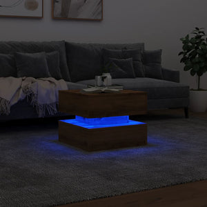 vidaXL Coffee Table with LED Lights Artisian Oak 50x50x40 cm