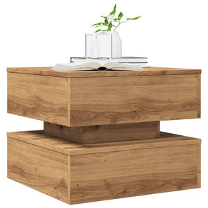 vidaXL Coffee Table with LED Lights Artisian Oak 50x50x40 cm