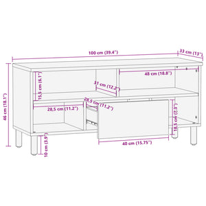 vidaXL TV Cabinet Black 100x33x46 cm Engineered Wood