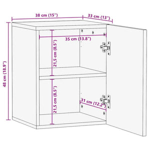 vidaXL Bathroom Hanging Cabinet Black 38x33x48 cm Engineered Wood