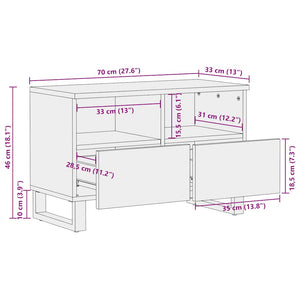 vidaXL TV Cabinet Black 70x33x46 cm Solid Wood Mango