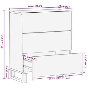 vidaXL Sideboard Black 60x33x75 cm Solid Wood Mango