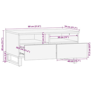 vidaXL Coffee Table Black 80x54x40 cm Solid Wood Mango