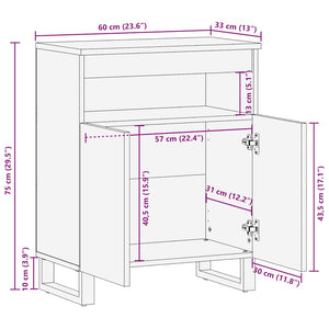 vidaXL Sideboard Black 60x33x75 cm Solid Wood Mango