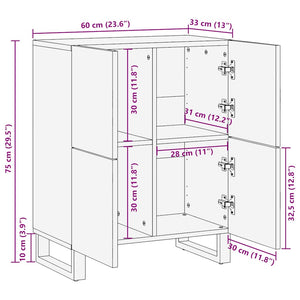 vidaXL Sideboard Black 60x33x75 cm Solid Wood Mango