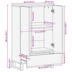 vidaXL Highboard Black 60x33x100 cm Solid Wood Mango