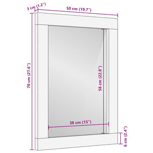 vidaXL Bathroom Mirror Grey 50x3x70 cm Solid Wood Mango