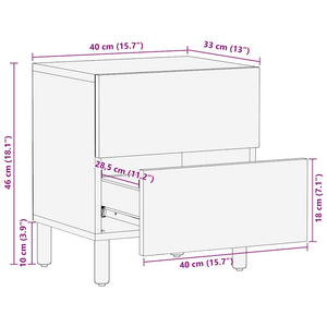 vidaXL Bedside Cabinet Brown 40x33x46 cm Solid Wood Mango