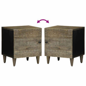 vidaXL Bedside Cabinets 2 pcs Light Grey 40x33x46 cm Solid Wood Mango