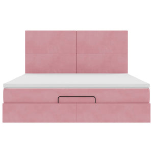 vidaXL Ottoman Bed with Mattresses Pink 160x200cm Velvet