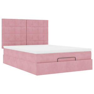 vidaXL Ottoman Bed with Mattresses Pink 140x200cm Velvet