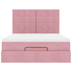 vidaXL Ottoman Bed with Mattresses Pink 140x200cm Velvet