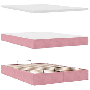 vidaXL Ottoman Bed with Mattresses Pink 140x200cm Velvet